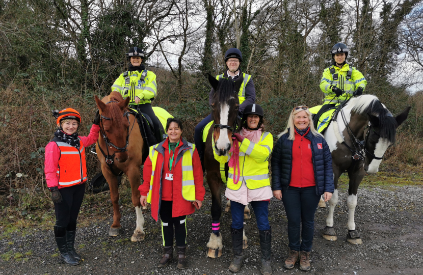 Joel James on horseback with Brynna and Taff Ely Bridleways