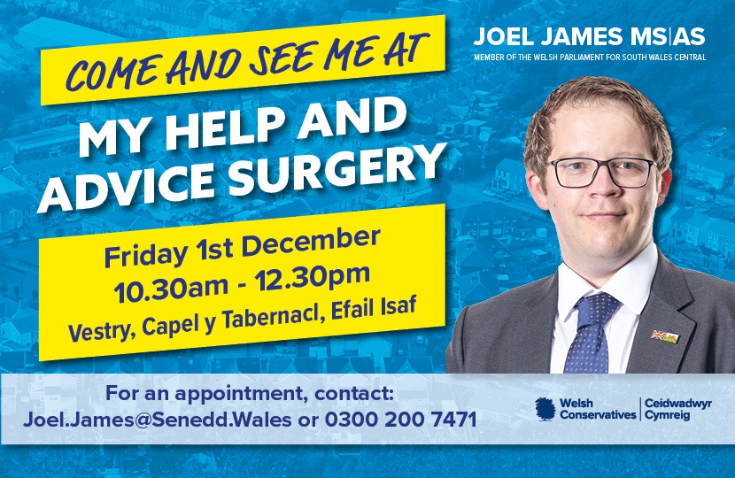 Joel James MS- Efail Isaf Advice Surgery Graphic 