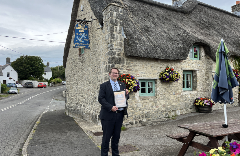 Joel James MS Outside the Blue Anchor Inn