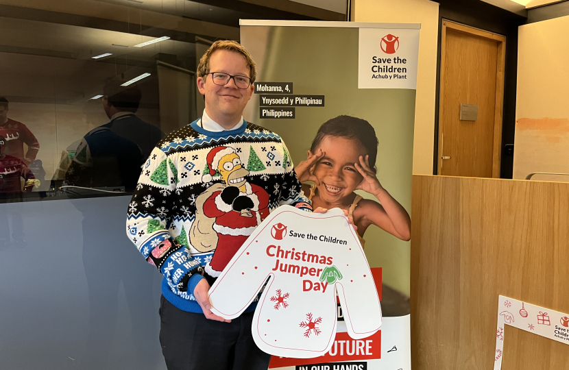 Joel James MS Celebrating Save The Children's Christmas Jumper Day