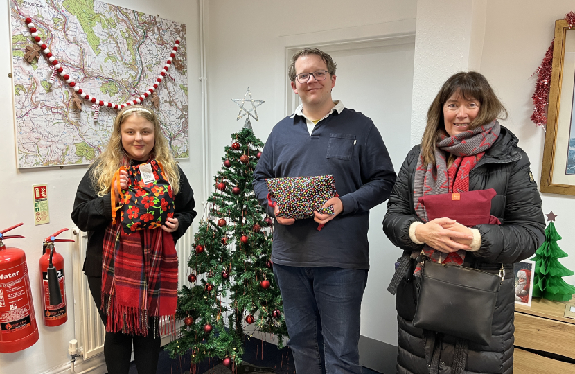 Joel James MS with Delyth from Days for Girls UK and Molly from The Love Your Period Campaign