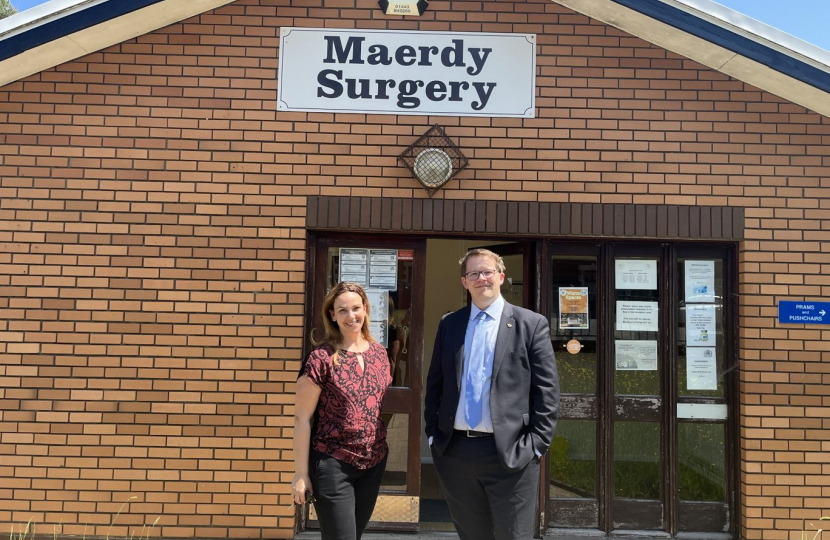 Joel James with Dr Armstrong outside Maerdy GP