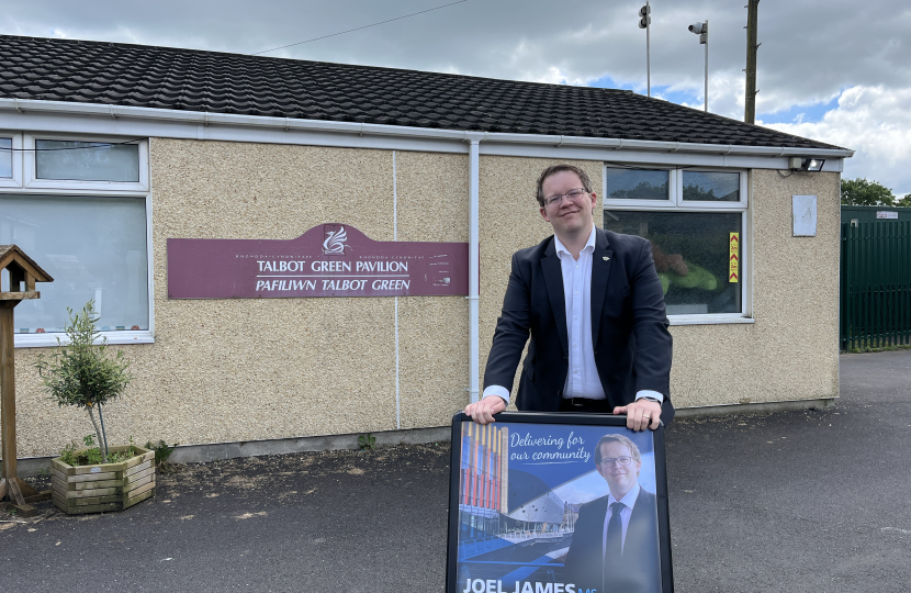 Joel James MS Outside Talbot Green Surgery. 