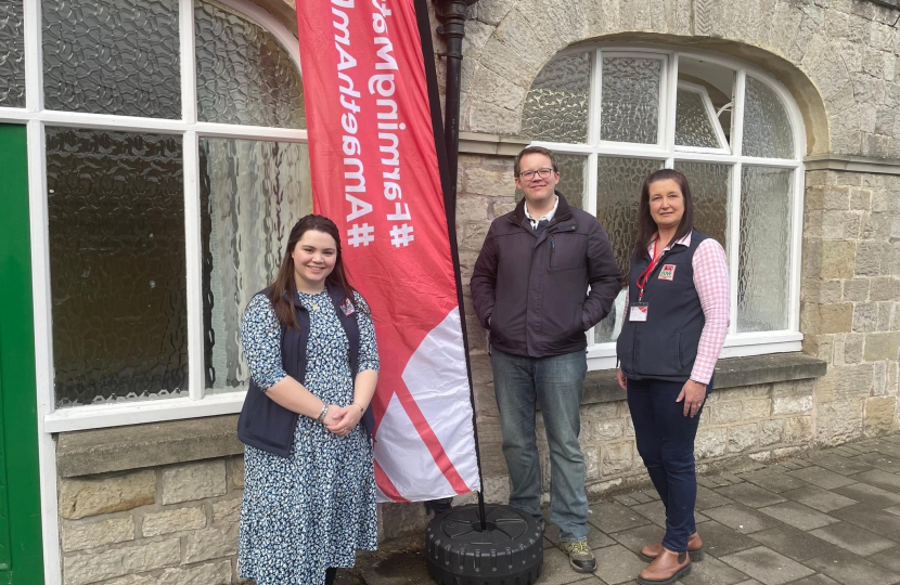 Joel James with representatives from the Farmer's Union of Wales in Cowbridge