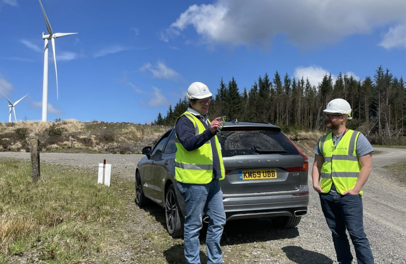 Joel James with Daniel Wills on Pen Y Cymoedd wind farm 