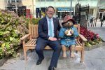 Joel James MS with Paddington Bear statue