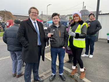 Joel with Town Councillors Jamie Daniel and Sian Assiratti