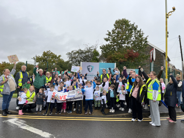 Joel James MS with families of Tref Y Rhyg Primary School