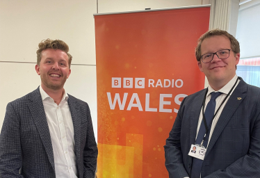 Joel meeting with the BBC in the Senedd