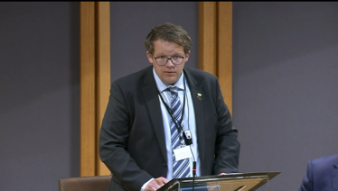 Joel James in the Senedd Chamber