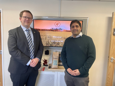 Joel James with Yash at Ferrari's Coffee Roasters in Bridgend