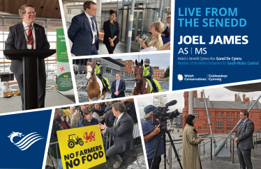 Joel James MS Live from the Senedd graphic 