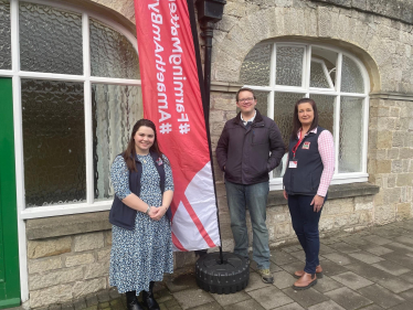 Joel James with representatives from the Farmer's Union of Wales in Cowbridge