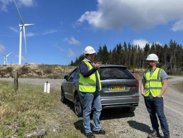 Joel James with Daniel Wills on Pen Y Cymoedd wind farm 